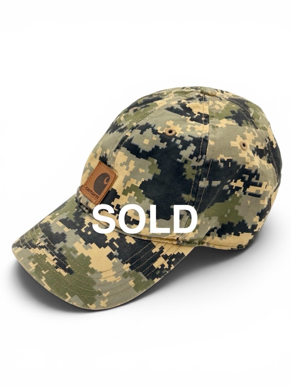 Carhartt Camouflage Green Beige Adjustable Backstrap Canvas Cap Size One Fit All